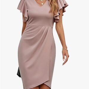 Purple Asymmetrical Ruffled Wrap Dress